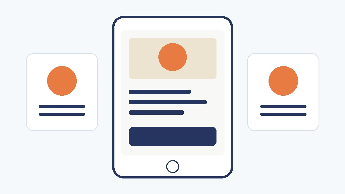 Illustration of a mobile store product page and the purchase journey